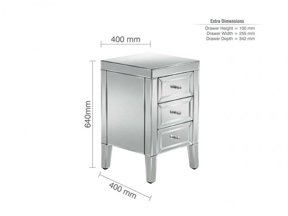 Birlea Birlea Valencia 3 Drawer Bedside Table (Assembled)