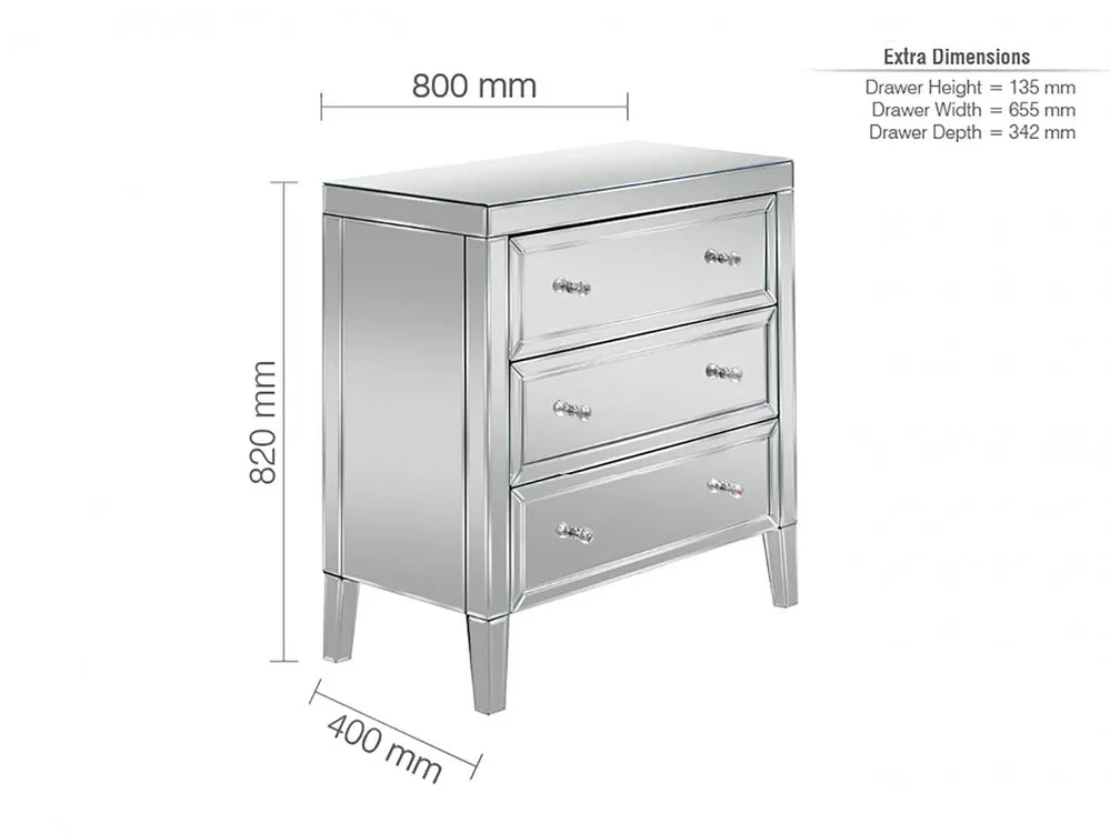 Birlea Birlea Valencia 3 Drawer Chest (Assembled)