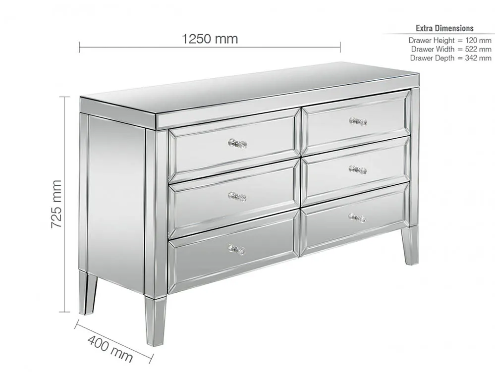 Birlea Furniture & Beds Birlea Valencia 6 Drawer Chest (Assembled)