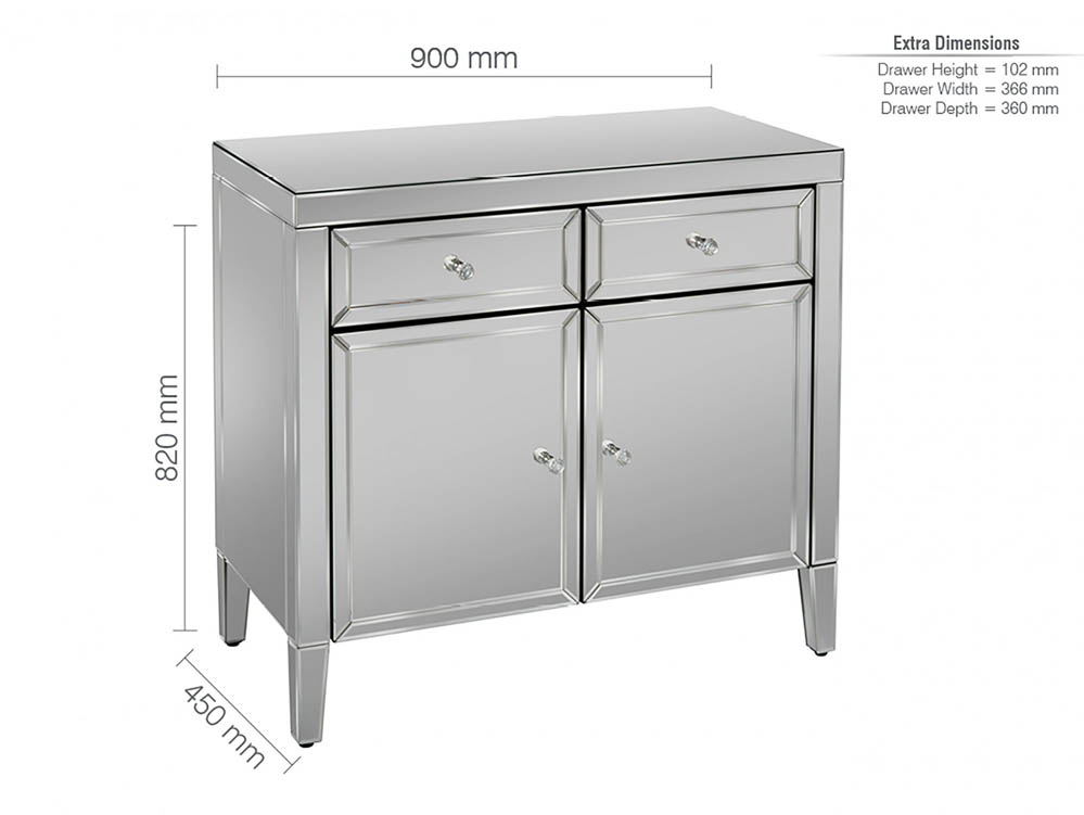 Birlea Birlea Valencia Mirrored 2 Drawer 2 Door Sideboard (Assembled)