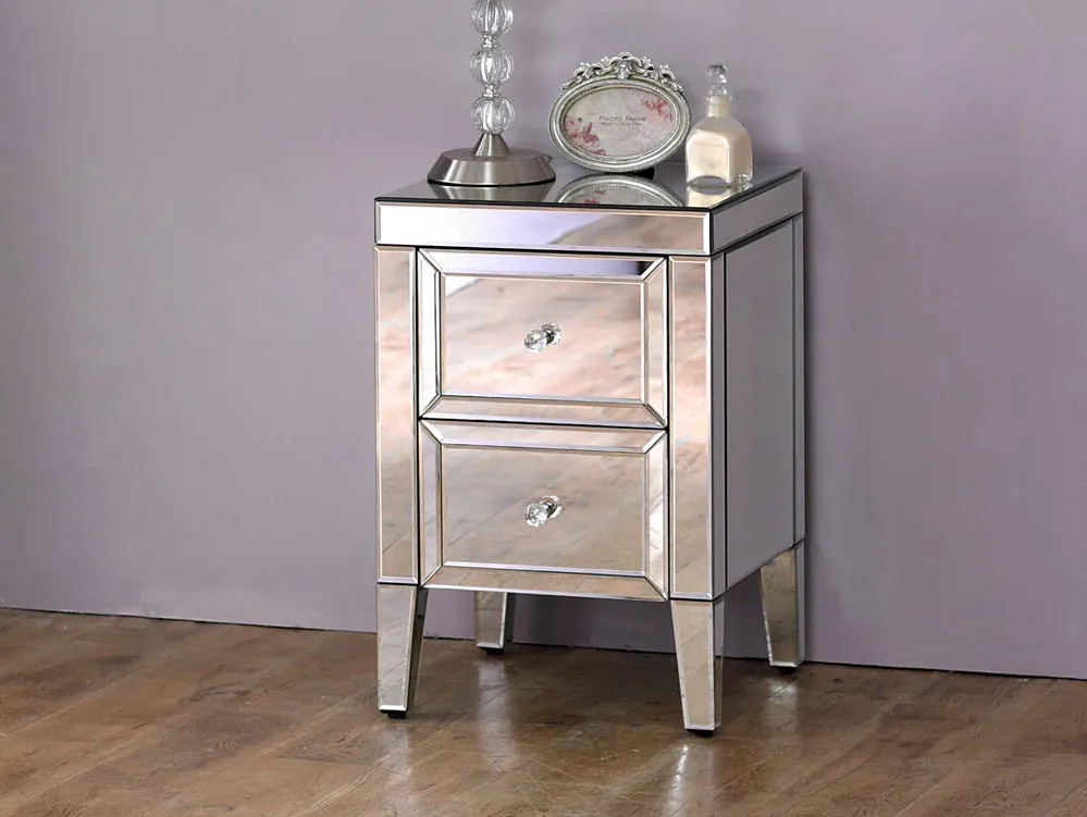 Birlea Birlea Valencia Mirrored 2 Drawer Bedside Table (Assembled)