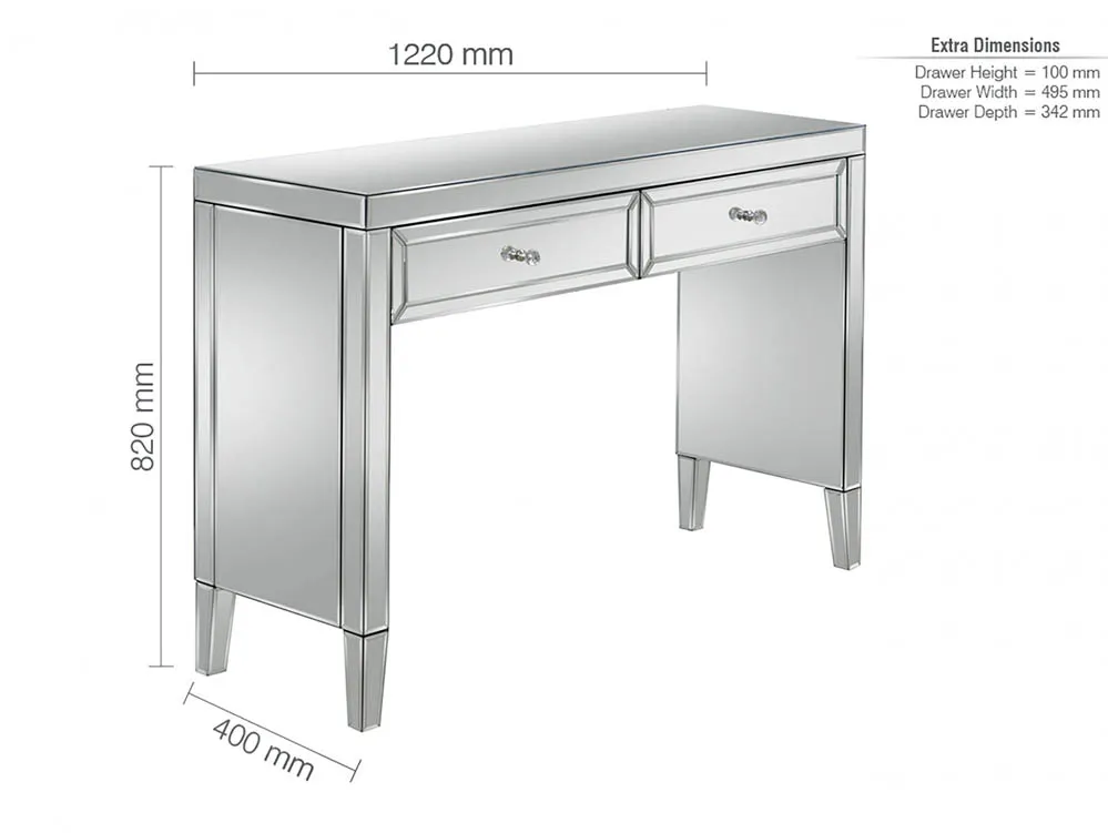 Birlea Furniture & Beds Birlea Valencia Mirrored 2 Drawer Sideboard