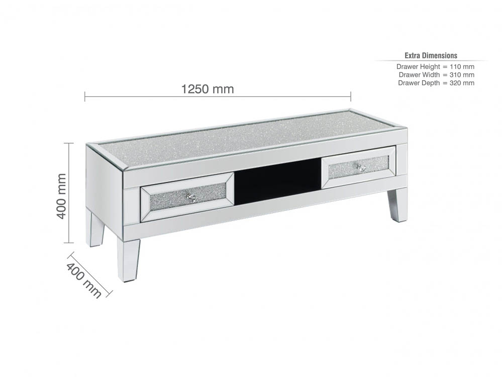 Birlea Birlea Vienna Mirrored TV Unit (Assembled)