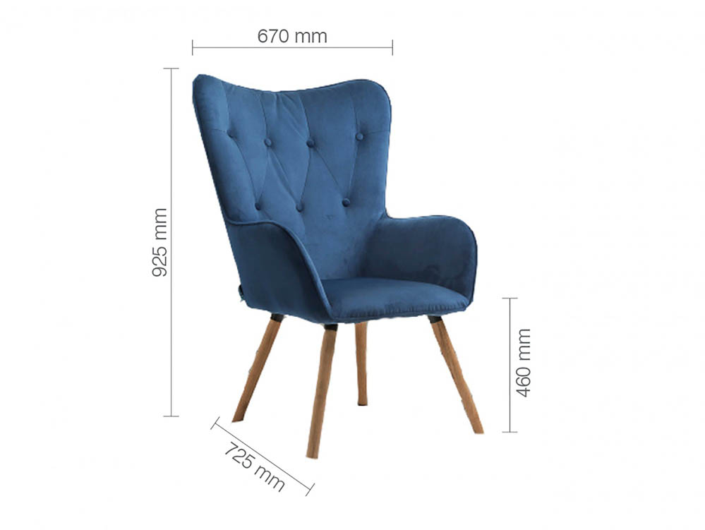 Birlea Birlea Willow Midnight Blue Velvet Fabric Chair