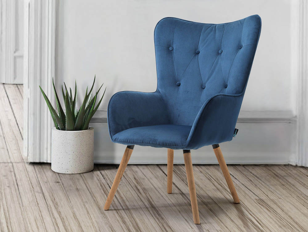 Birlea Birlea Willow Midnight Blue Velvet Fabric Chair