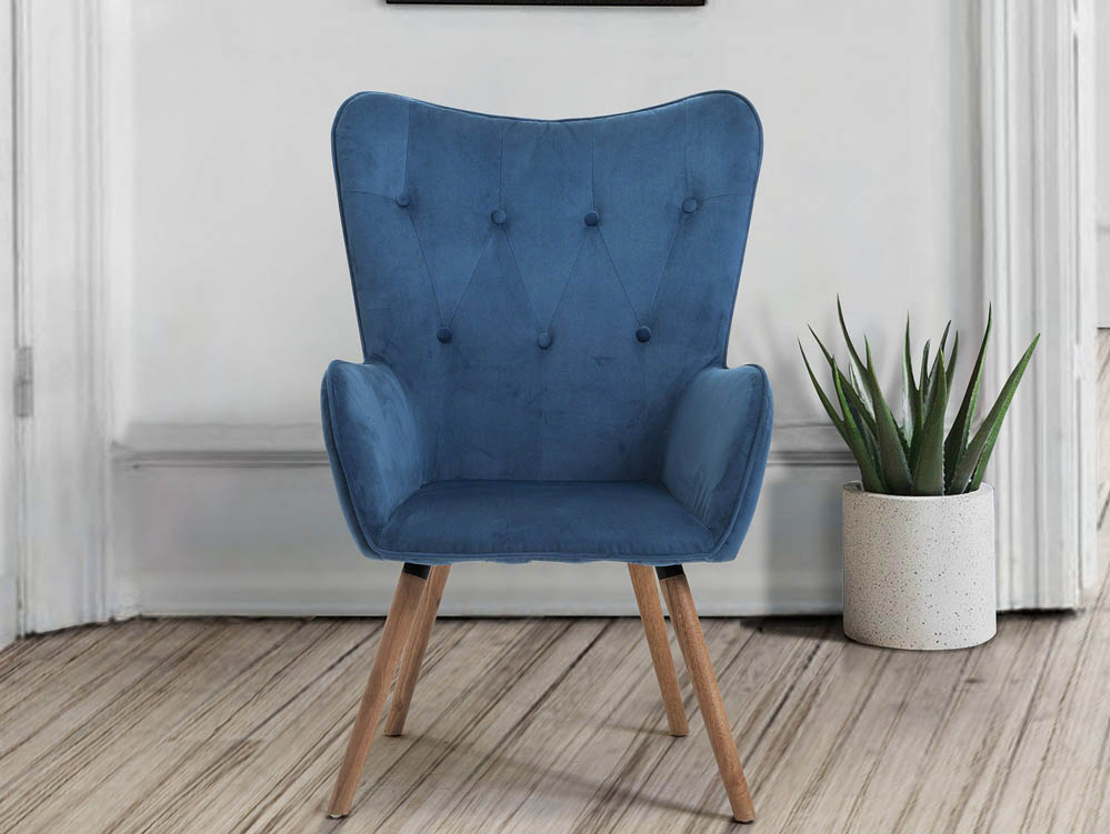 Birlea Birlea Willow Midnight Blue Velvet Fabric Chair