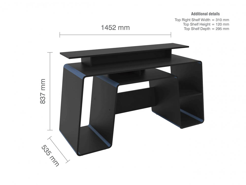 Birlea Birlea Onyx Black and Blue Computer Desk