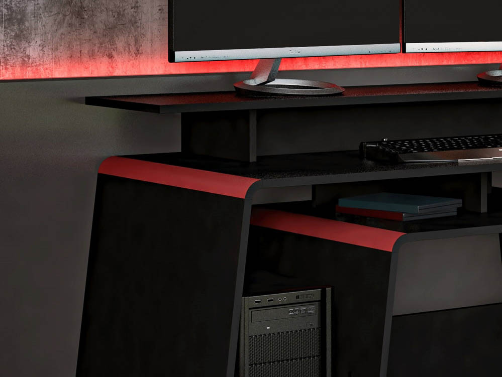 Birlea Birlea Onyx Black and Red Computer Desk