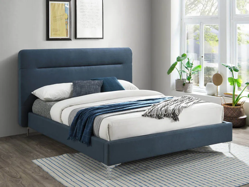 Birlea Furniture & Beds Birlea Finn 4ft6 Double Steel Blue Fabric Bed Frame