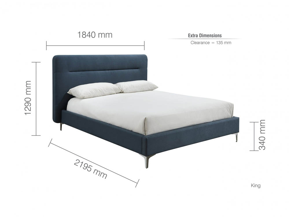 Birlea Birlea Finn 5ft King Size Steel Blue Upholstered Fabric Bed Frame