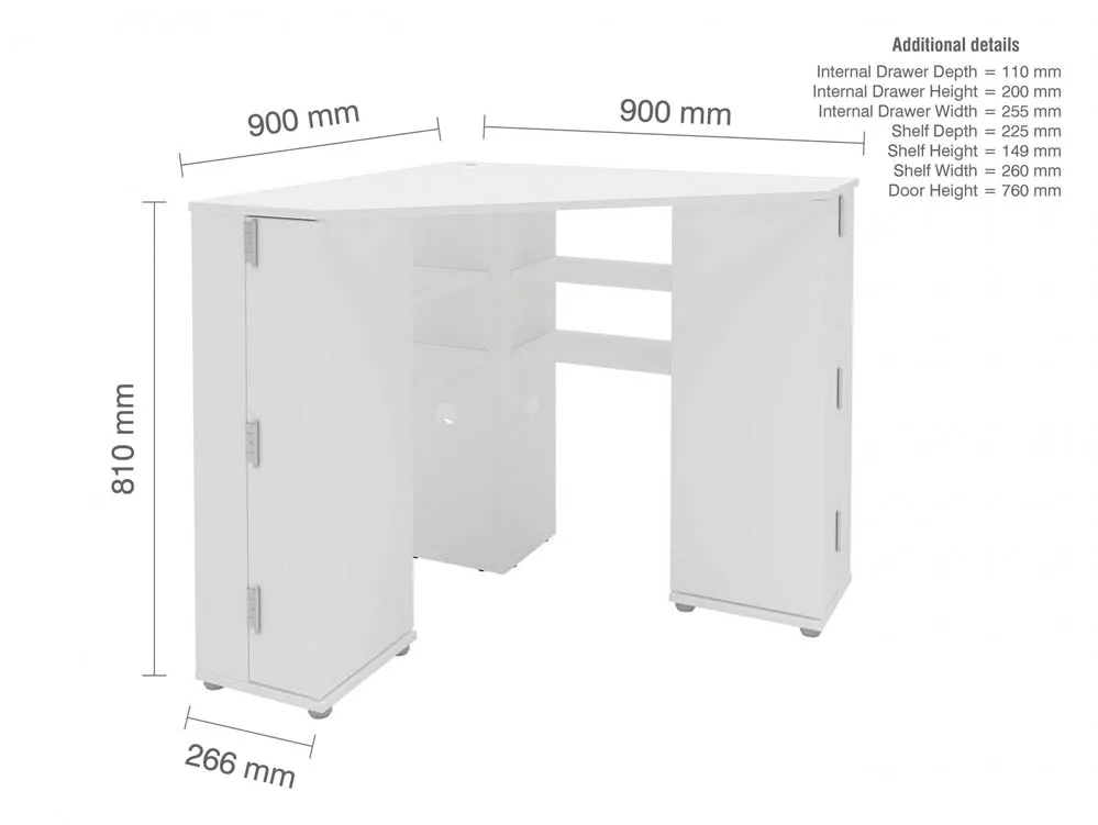 Birlea Furniture & Beds Birlea Olivia White Corner Dressing Table with Storage