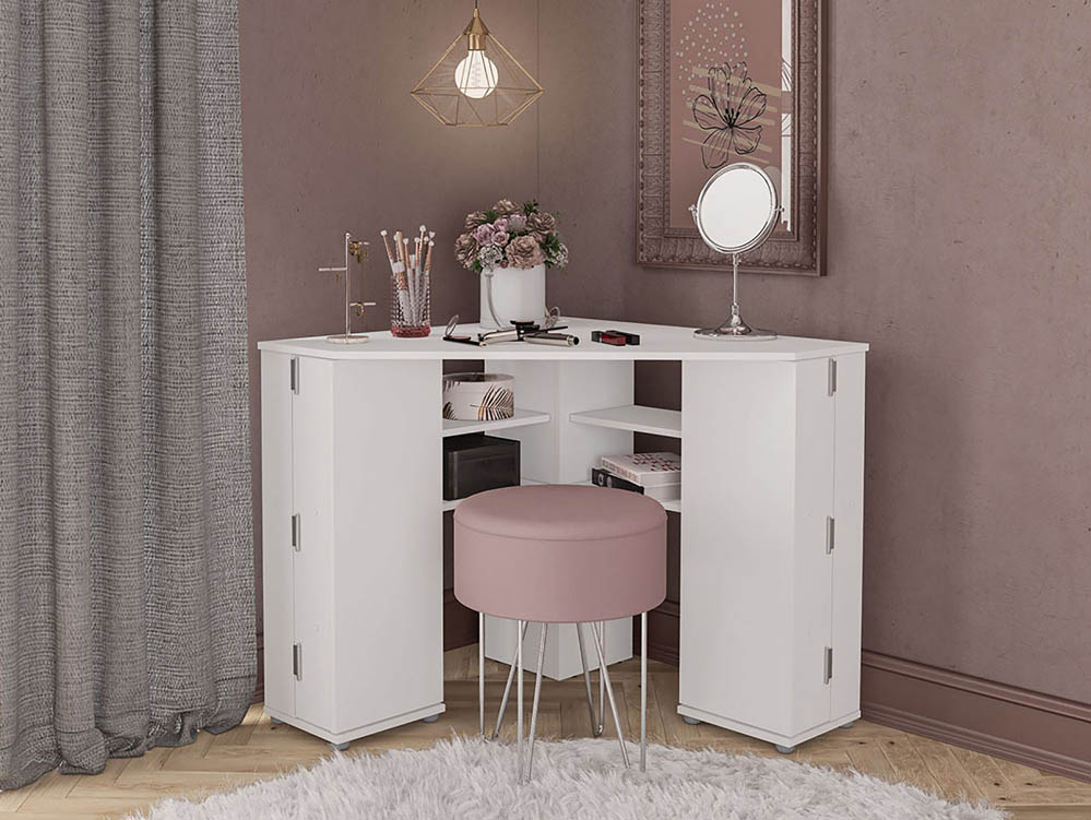 Birlea Birlea Olivia White Corner Dressing Table with Storage (Flat Packed)