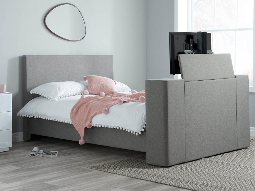 Birlea Birlea Plaza 5ft King Size Grey Upholstered Fabric TV Bed Frame