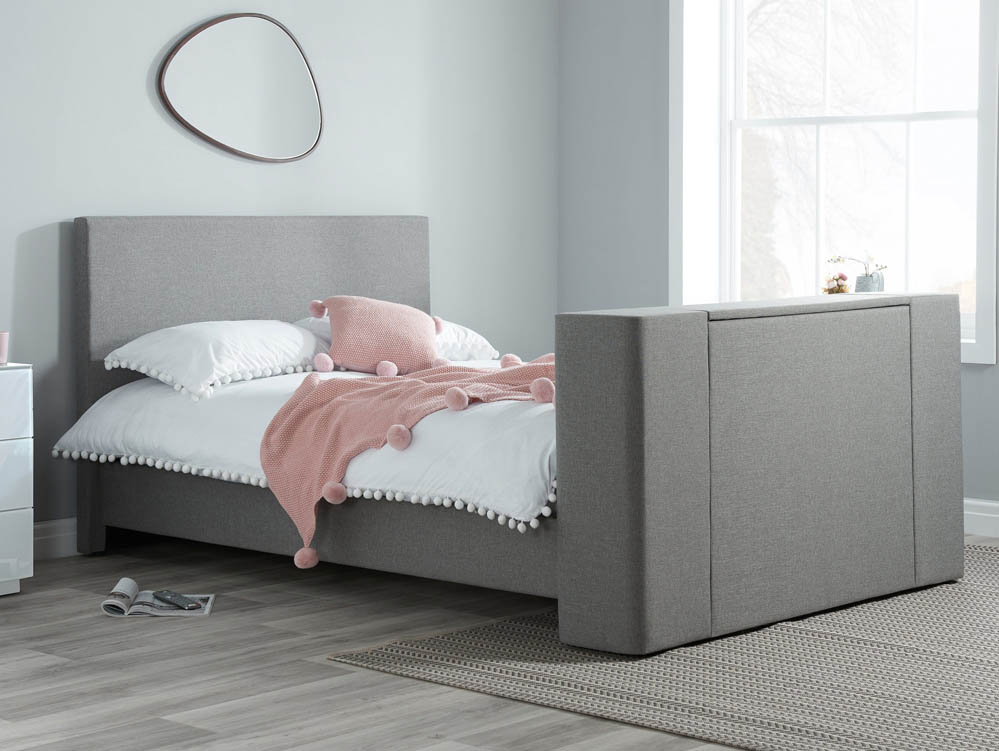 Birlea Birlea Plaza 5ft King Size Grey Upholstered Fabric TV Bed Frame