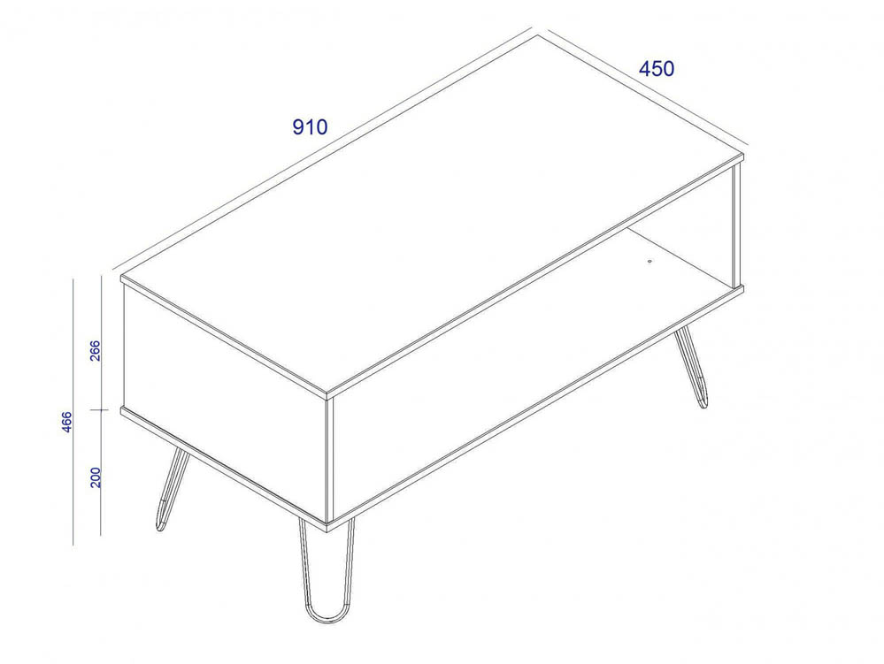 Core Products Core Augusta Driftwood and Calico Open Coffee Table (Flat Packed)