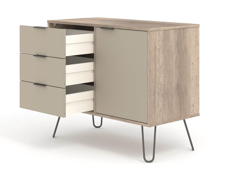 Core Products Core Augusta Driftwood and Calico 1 Door 3 Drawer Small Sideboard (Flat Packed)