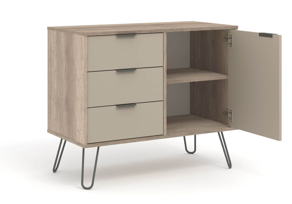 Core Products Core Augusta Driftwood and Calico 1 Door 3 Drawer Small Sideboard (Flat Packed)