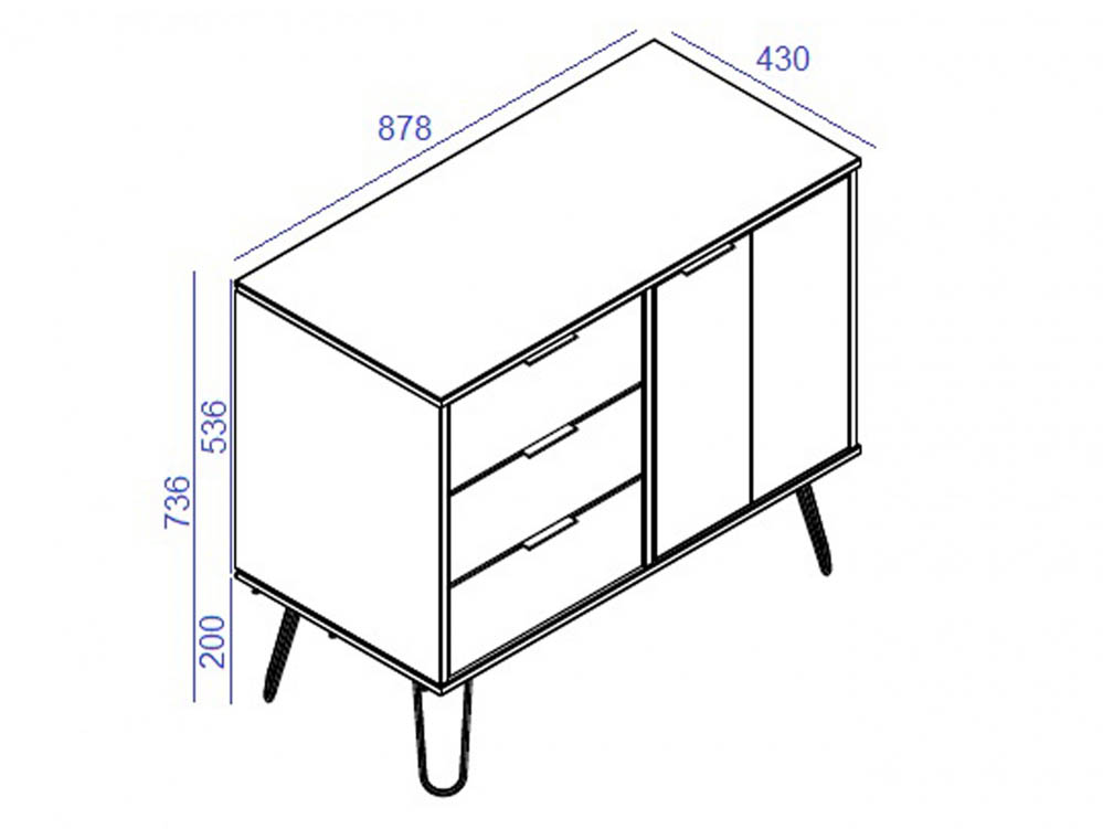 Core Products Core Augusta Driftwood and Calico 1 Door 3 Drawer Small Sideboard (Flat Packed)