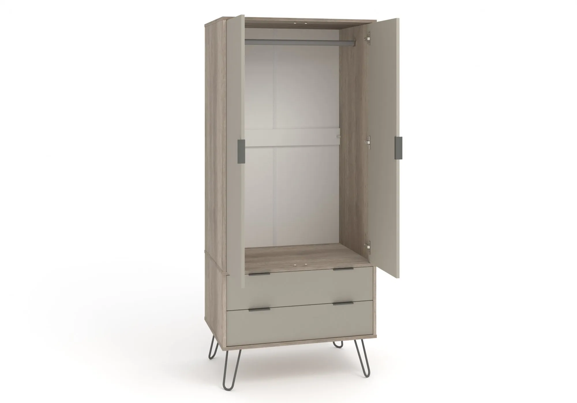 Core Core Augusta Driftwood and Calico 2 Door 2 Drawer Double Wardrobe