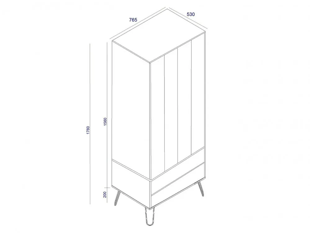 Core Core Augusta Driftwood and Calico 2 Door 2 Drawer Double Wardrobe