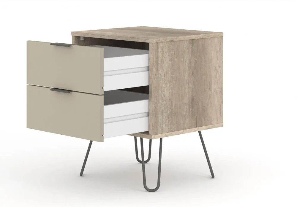Core Core Augusta Driftwood and Calico 2 Drawer Bedside Table