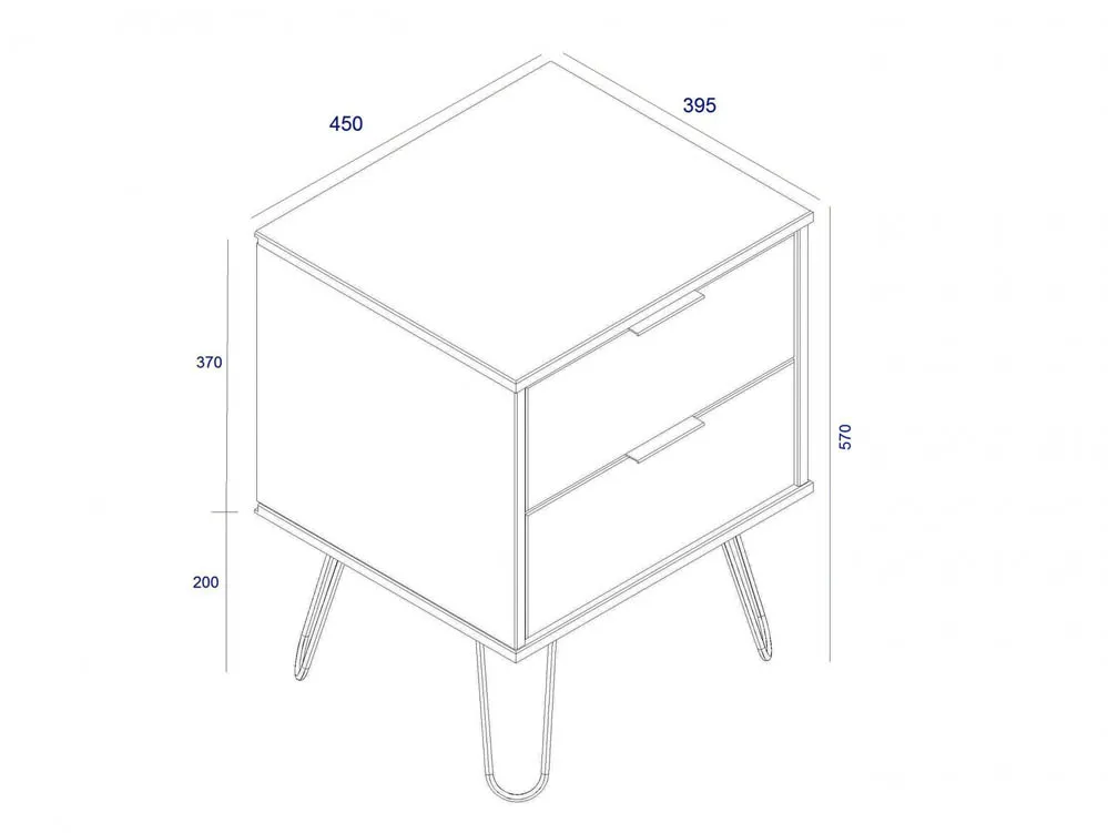 Core Core Augusta Driftwood and Calico 2 Drawer Bedside Table