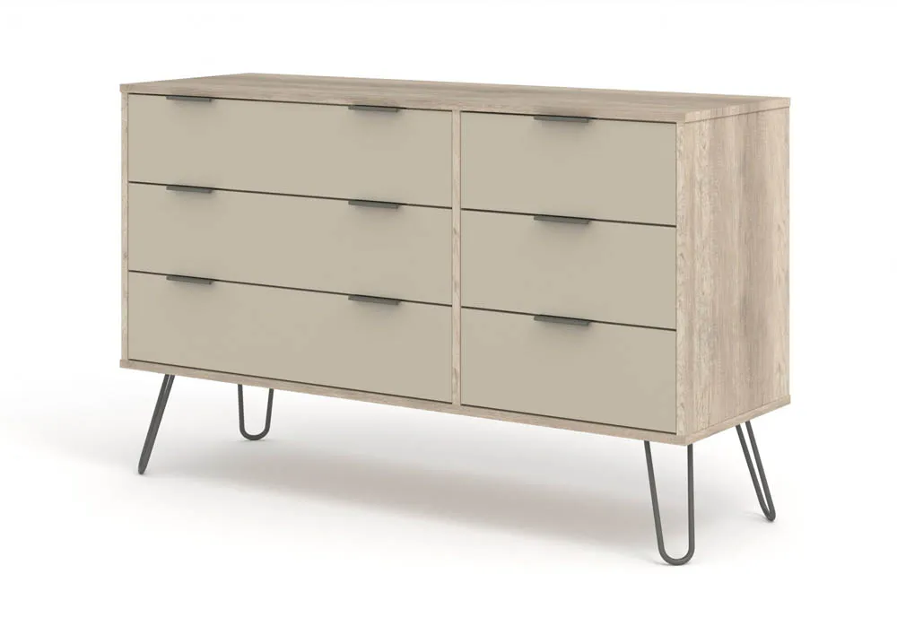 Core Products Core Augusta Driftwood and Calico 3+3 Drawer Wide Chest of Drawers