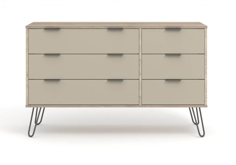 Core Products Core Augusta Driftwood and Calico 3+3 Drawer Wide Chest of Drawers (Flat Packed)