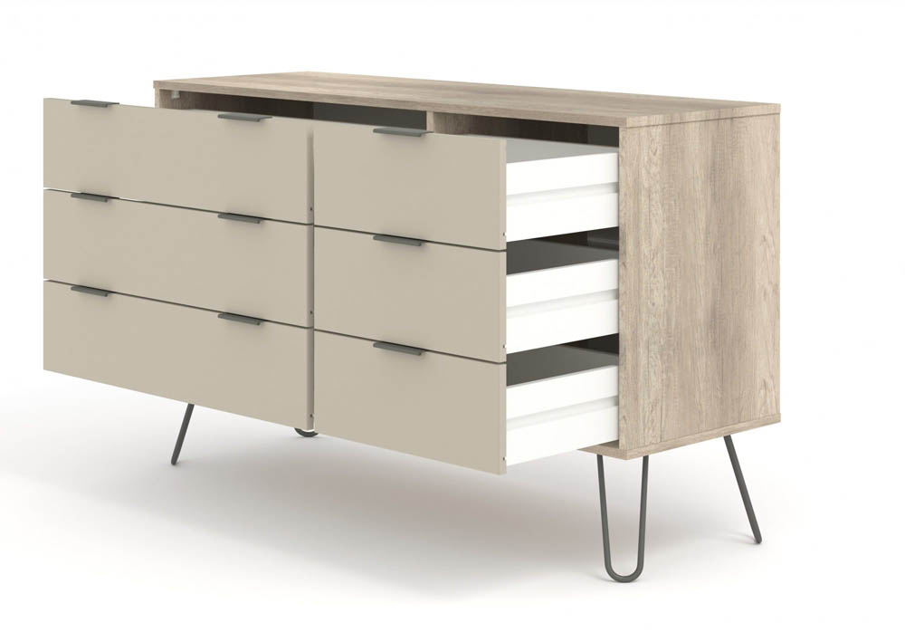 Core Products Core Augusta Driftwood and Calico 3+3 Drawer Wide Chest of Drawers (Flat Packed)