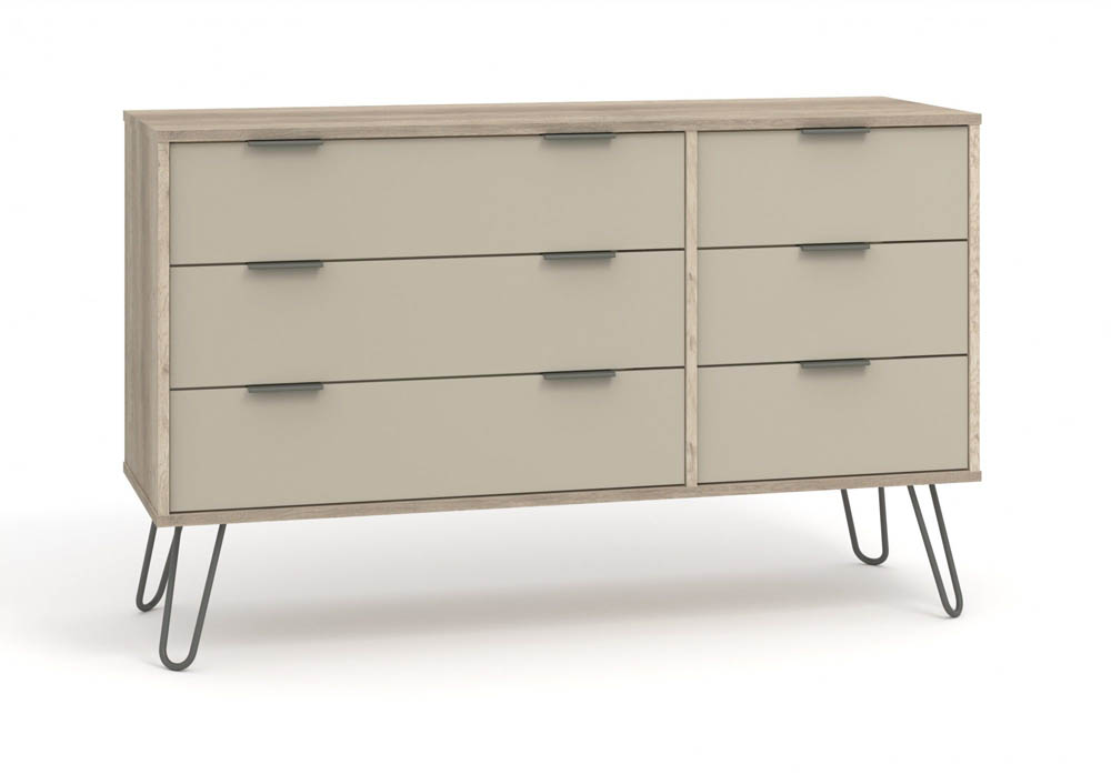 Core Products Core Augusta Driftwood and Calico 3+3 Drawer Wide Chest of Drawers (Flat Packed)