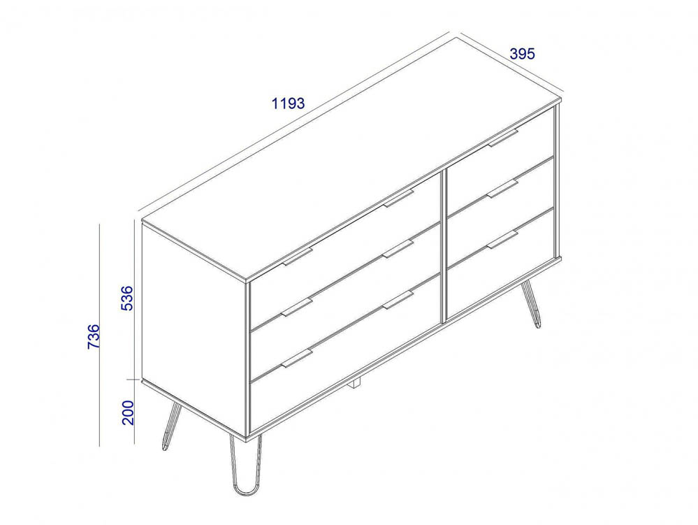 Core Products Core Augusta Driftwood and Calico 3+3 Drawer Wide Chest of Drawers (Flat Packed)