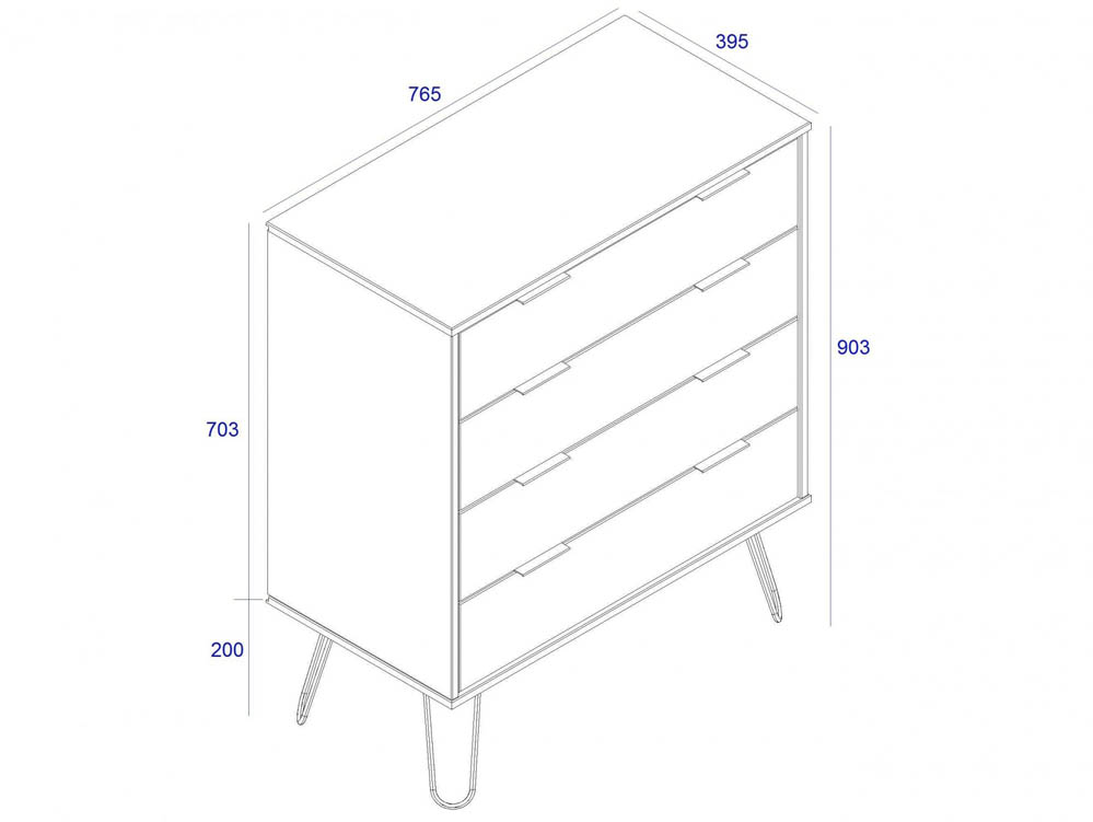 Core Products Core Augusta Driftwood and Calico 4 Drawer Chest of Drawers (Flat Packed)