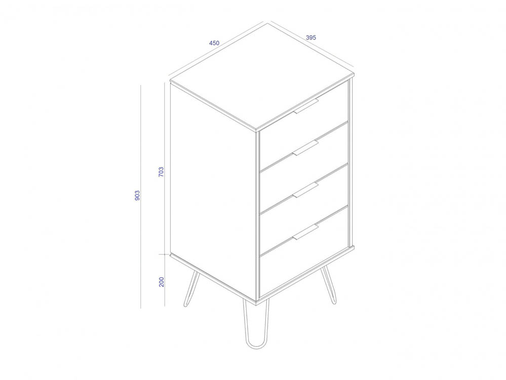 Core Products Core Augusta Driftwood and Calico 4 Drawer Narrow Chest of Drawers (Flat Packed)