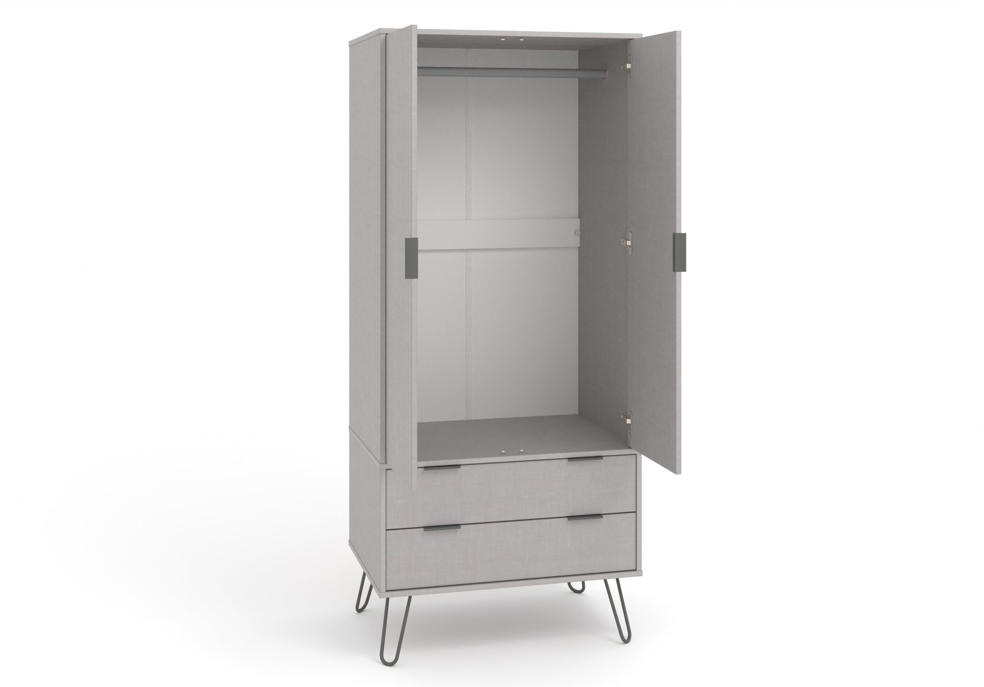 Core Products Core Augusta Grey 2 Door 2 Drawer Double Wardrobe (Flat Packed)
