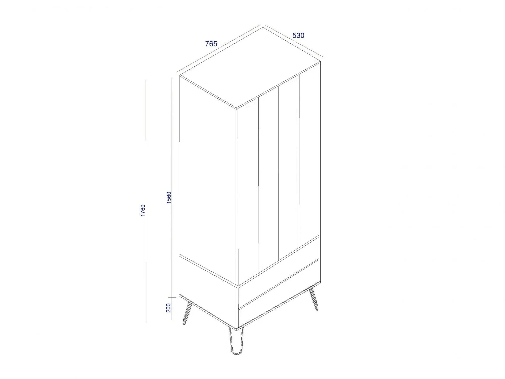 Core Core Augusta Grey 2 Door 2 Drawer Double Wardrobe