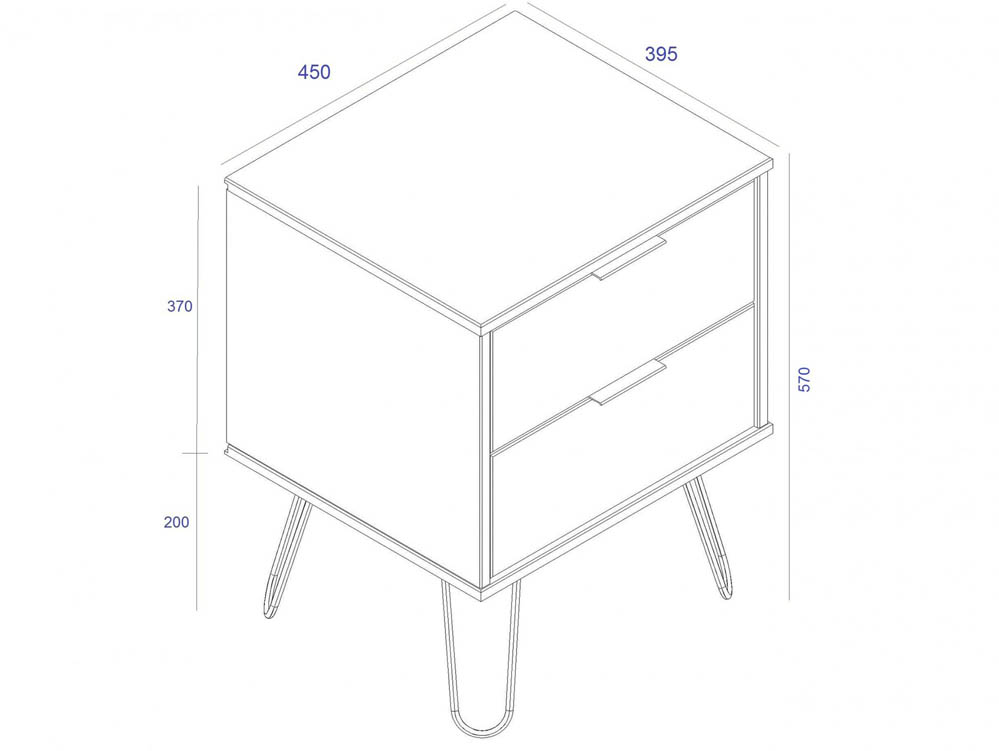 Core Products Core Augusta Grey 2 Drawer Bedside Cabinet (Flat Packed)