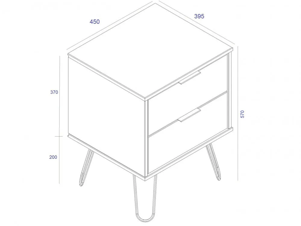 Core Core Augusta Grey 2 Drawer Bedside Table