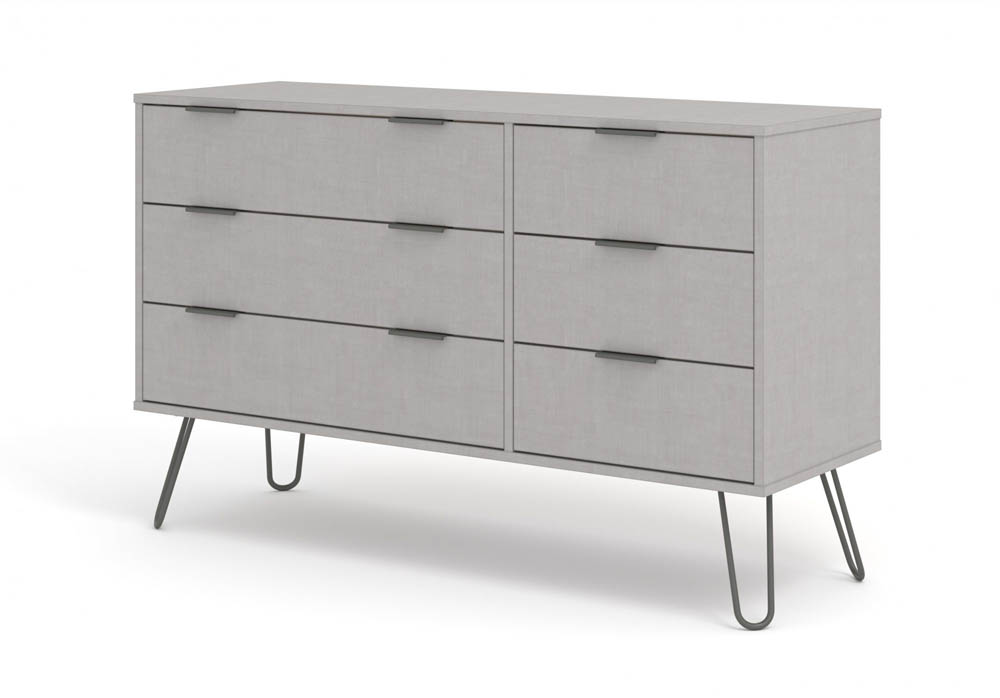 Core Products Core Augusta Grey 3+3 Drawer Wide Chest of Drawers (Flat Packed)