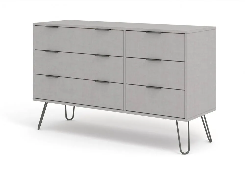 Core Core Augusta Grey 3+3 Drawer Wide Chest of Drawers