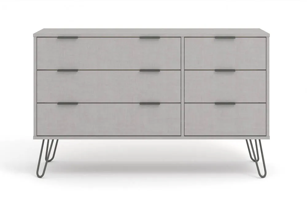 Core Core Augusta Grey 3+3 Drawer Wide Chest of Drawers