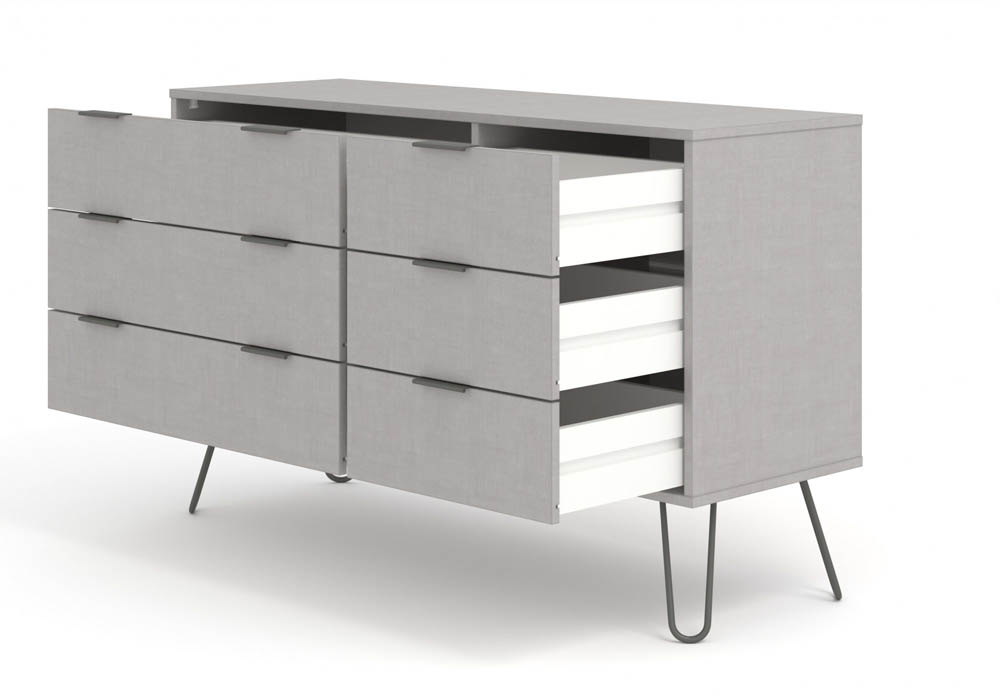 Core Products Core Augusta Grey 3+3 Drawer Wide Chest of Drawers (Flat Packed)