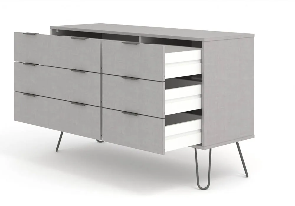Core Core Augusta Grey 3+3 Drawer Wide Chest of Drawers