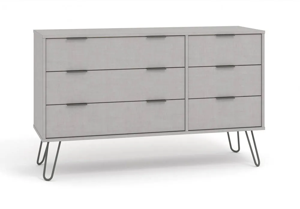 Core Core Augusta Grey 3+3 Drawer Wide Chest of Drawers