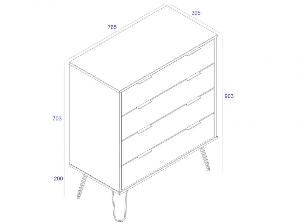 Core Core Augusta Grey 4 Drawer Chest of Drawers