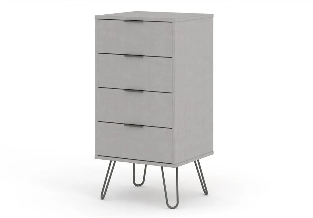 Core Core Augusta Grey 4 Drawer Narrow Chest of Drawers