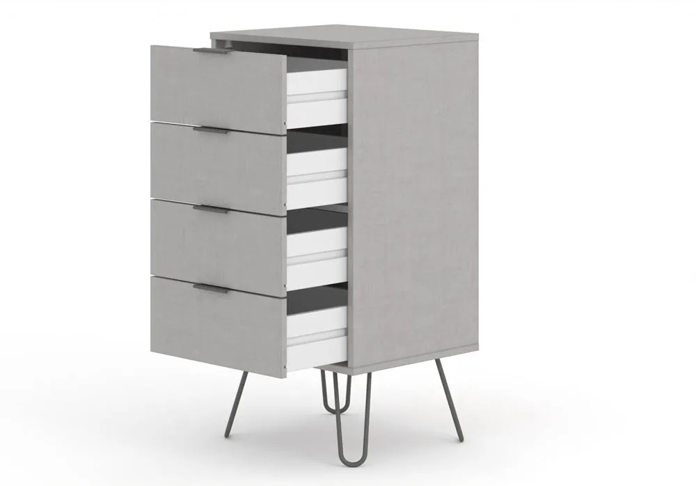 Core Core Augusta Grey 4 Drawer Narrow Chest of Drawers