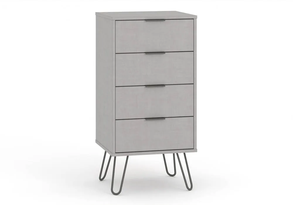 Core Products Core Augusta Grey 4 Drawer Narrow Chest of Drawers