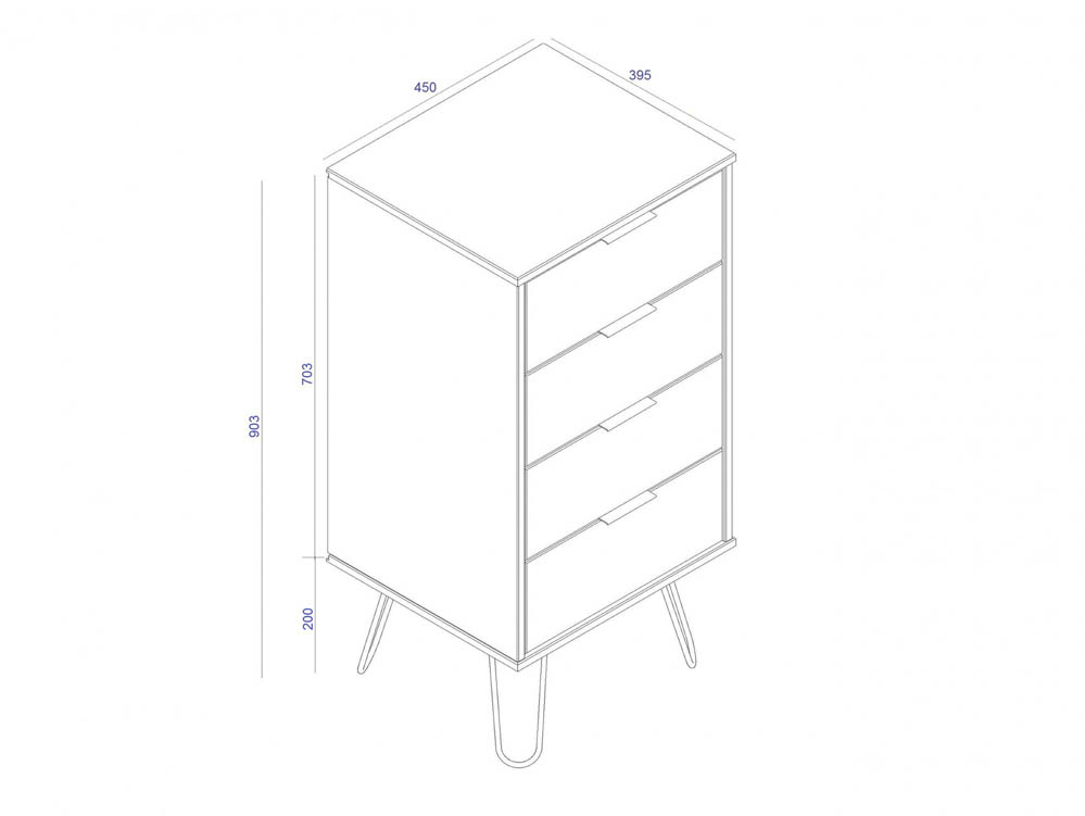 Core Products Core Augusta Grey 4 Drawer Narrow Chest of Drawers (Flat Packed)