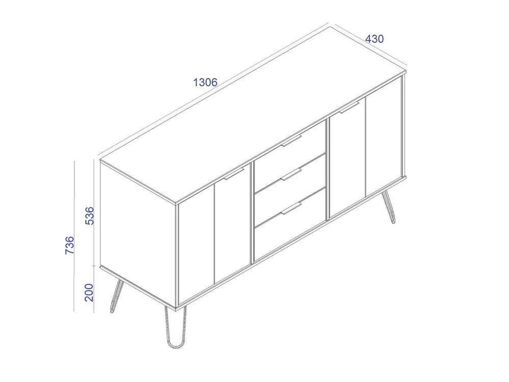 Core Products Core Augusta Grey Medium Sideboard with 2 Door 3 Drawer