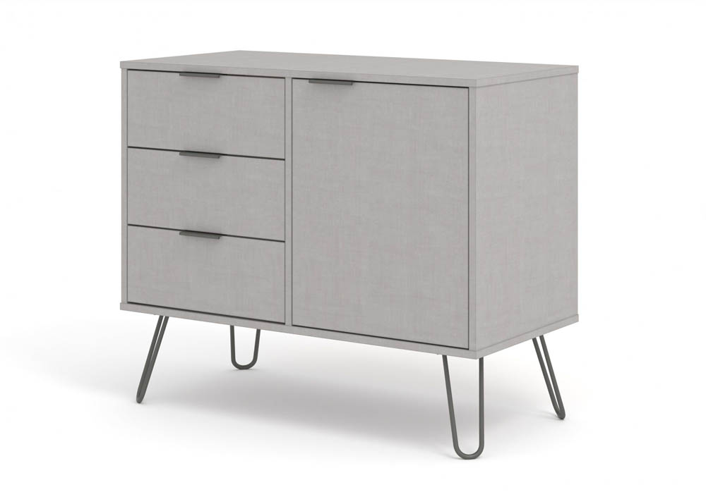 Core Products Core Augusta Grey Small Sideboard with 1 Door 3 Drawer (Flat Packed)
